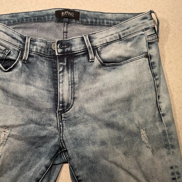 Buffalo David Bitton Faith Skinny Mid Rise Light Wash Distressed Denim Jeans - Picture 2 of 6